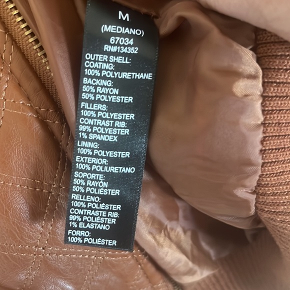 Ambiance Women's Bomber Style Quilted Jacket Faux Leather sz M - Picture 7 of 9